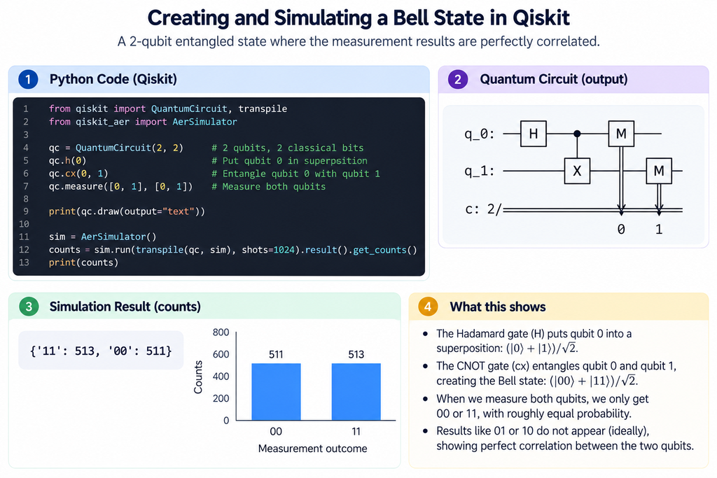 creating and simulating a bell state in qiskit