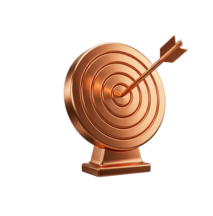 Copper target and arrow for job-search strategy
