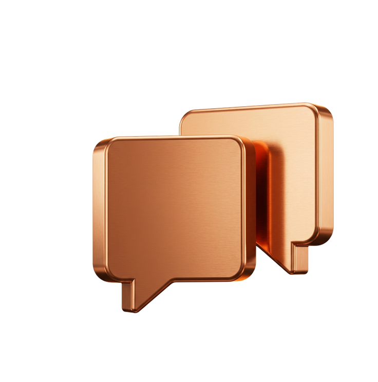 Two copper speech bubbles for business communication